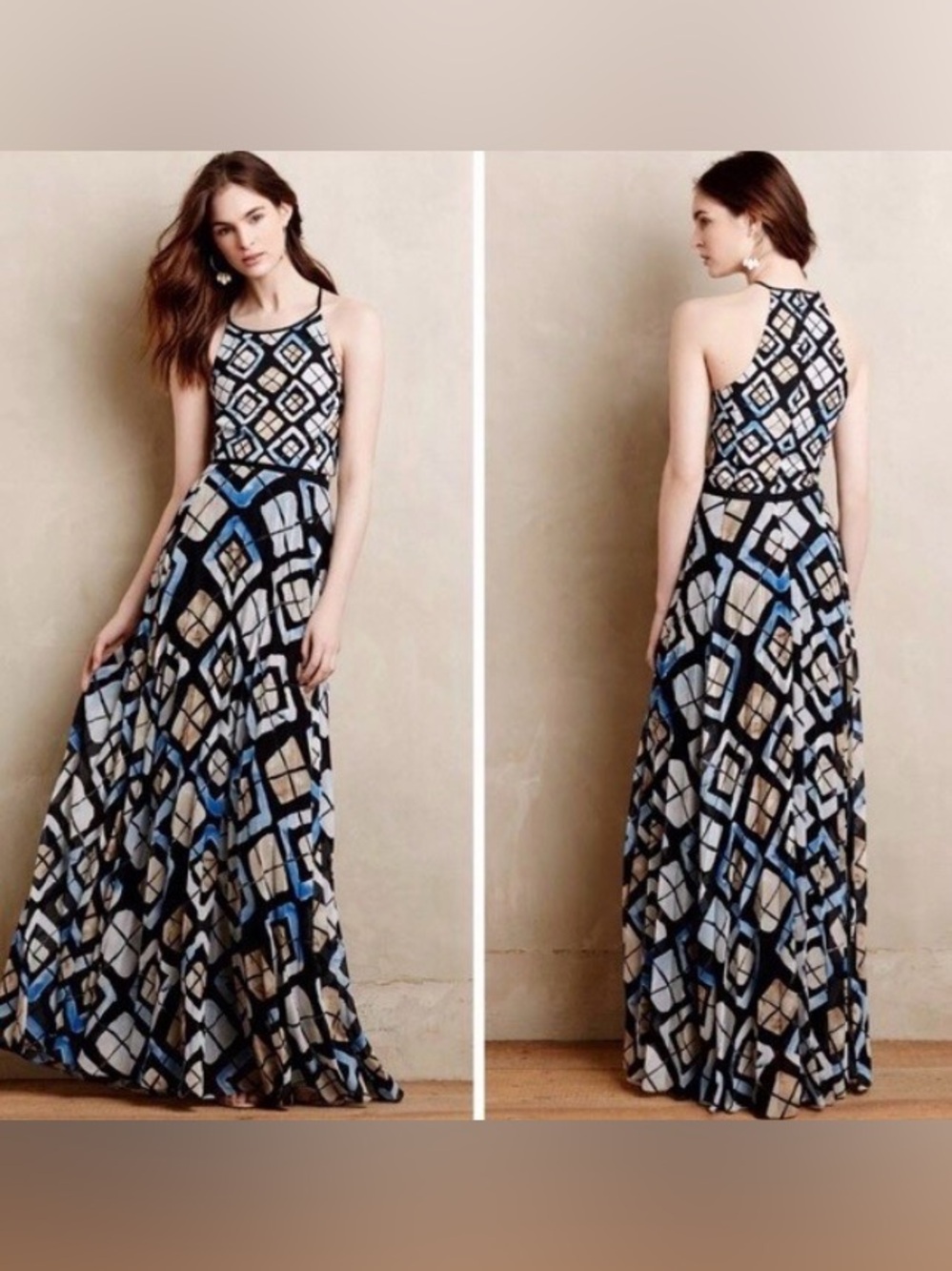 Anthropologie Marisol Geometric Print Maxi Dress by SB Sachin and Babi